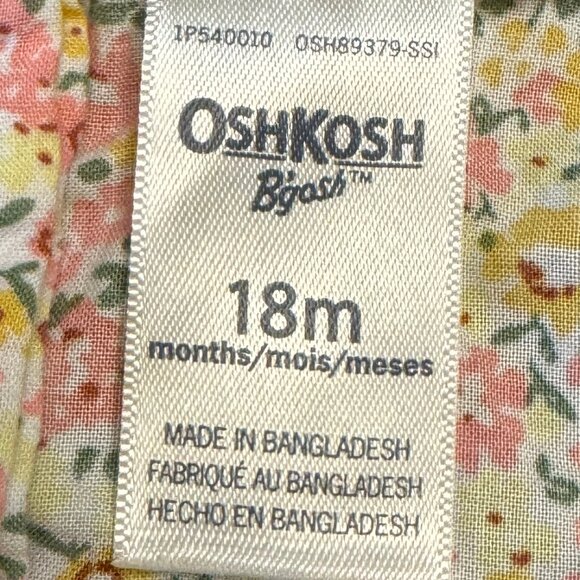 OSHKOSH B’gosh Baby overalls with floral lining & matching shirt - 18 mo - Green - Picture 11 of 12